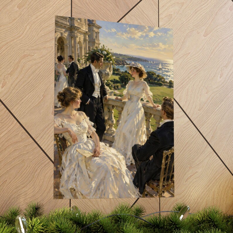 Décoration murale de Newport (Rhode Island), reproduction d'une peinture de terrasse de manoir de l'âge d'or, affiche portrait de la Ocean View Society, art de Rhode Island, cadeau vintage image 5