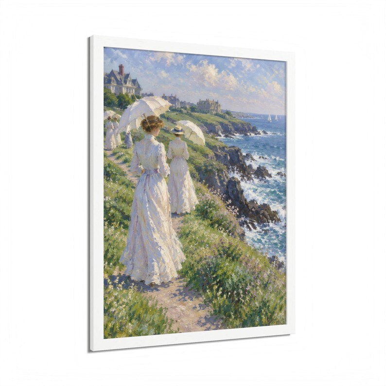 Framed Newport RI Wall Art, Cliff Walk Painting, Framed Impressionist Coastal Art Print, Rhode Island Art, Ready to Hang Gift image 14