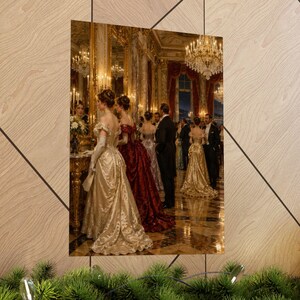 Newport RI Wall Art, Gilded Age Ballroom Painting Print, Victorian Ballroom Poster, Rhode Island Art Print, Vintage Style Gift image 5