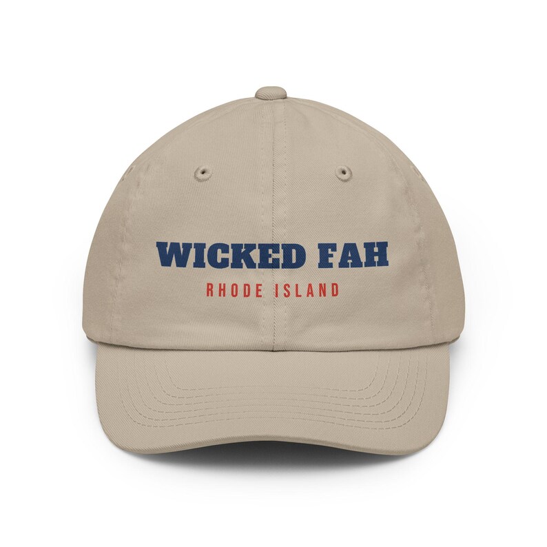 Gorra Wicked Fah, gorra divertida de papá de Rhode Island, gorra de béisbol con jerga de RI, regalo de humor de Nueva Inglaterra, gorra de algodón ajustable unisex imagen 2