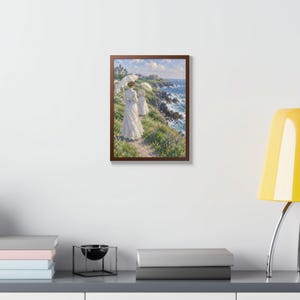 Framed Newport RI Wall Art, Cliff Walk Painting, Framed Impressionist Coastal Art Print, Rhode Island Art, Ready to Hang Gift image 11