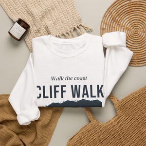 Cliff Walk Newport RI Sweatshirt, Coastal Hiking Crewneck, Rhode Island Ocean Sweater, Newport Souvenir, New England Gift image 5