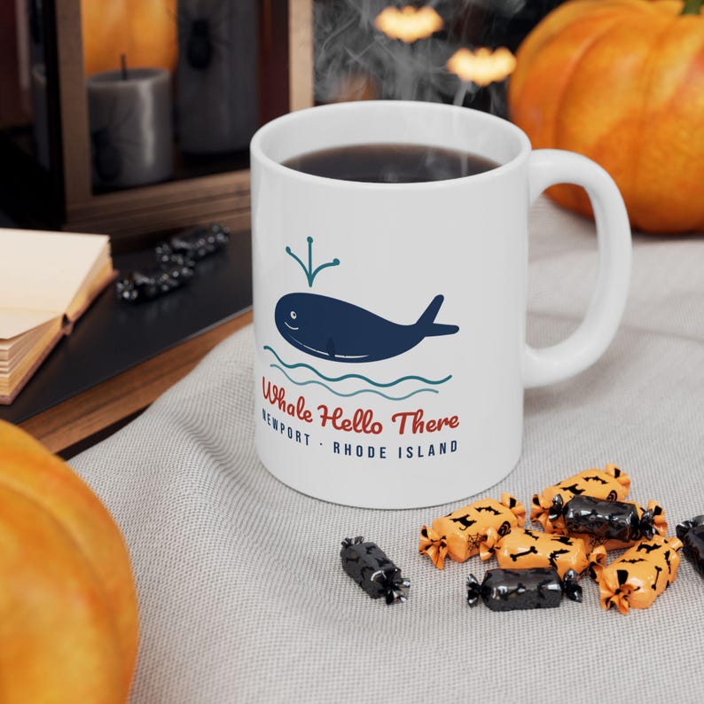 Whale Hello There Mug, Funny Whale Pun Coffee Mug, Newport Rhode Island Mug, Cute Whale Gift, Nautical Beach Mug 11oz image 5