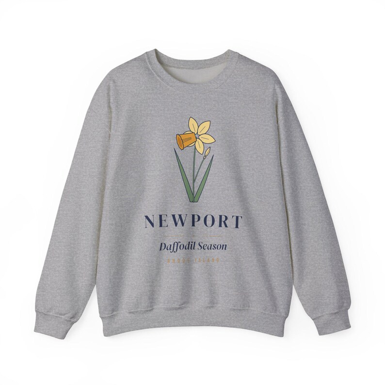 Newport Daffodil Sweatshirt, Daffodil Season Crewneck, Newport Rhode Island Spring Sweater, Floral Botanical Gift for Her image 3