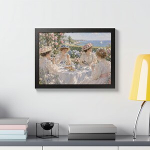 Framed Newport RI Wall Art, Seaside Garden Tea Party Painting, Framed Impressionist Art Print, Rhode Island Art, Ready to Hang image 3