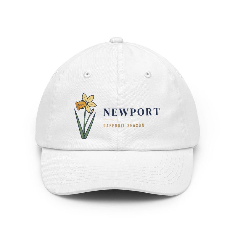 Newport Daffodil Hat, Embroidered Daffodil Season Dad Hat, Newport Rhode Island Spring Baseball Cap, Floral Gift for Her image 1