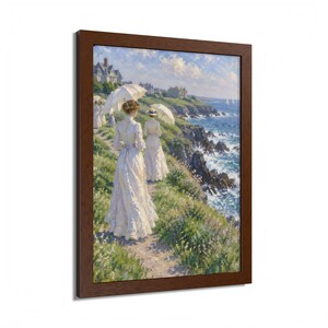 Framed Newport RI Wall Art, Cliff Walk Painting, Framed Impressionist Coastal Art Print, Rhode Island Art, Ready to Hang Gift image 2