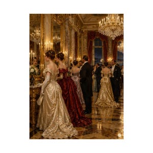 Newport RI Wall Art, Gilded Age Ballroom Painting Print, Victorian Ballroom Poster, Rhode Island Art Print, Vintage Style Gift image 10
