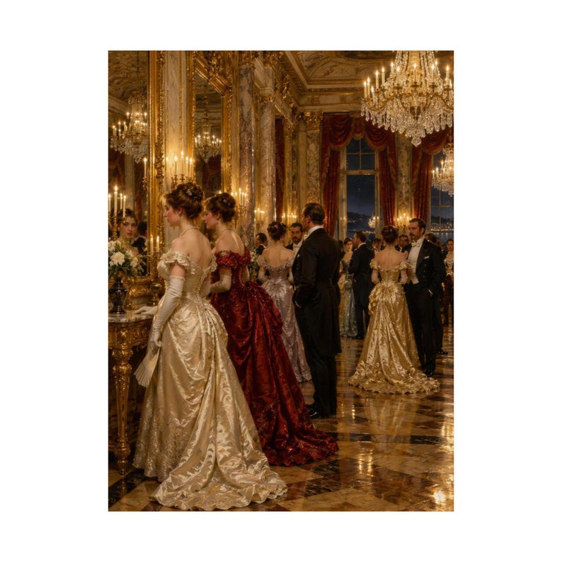 Newport RI Wall Art, Gilded Age Ballroom Painting Print, Victorian Ballroom Poster, Rhode Island Art Print, Vintage Style Gift image 10