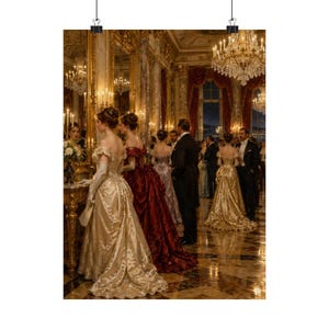 Newport RI Wall Art, Gilded Age Ballroom Painting Print, Victorian Ballroom Poster, Rhode Island Art Print, Vintage Style Gift image 9