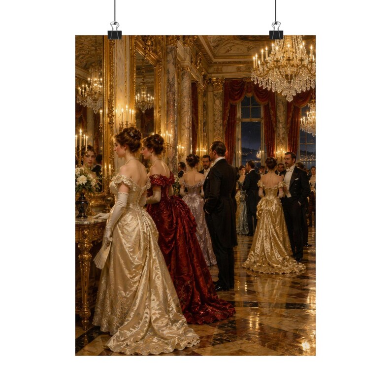 Newport RI Wall Art, Gilded Age Ballroom Painting Print, Victorian Ballroom Poster, Rhode Island Art Print, Vintage Style Gift image 9