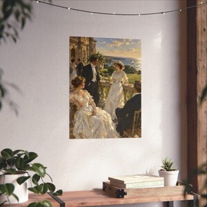 Décoration murale de Newport (Rhode Island), reproduction d'une peinture de terrasse de manoir de l'âge d'or, affiche portrait de la Ocean View Society, art de Rhode Island, cadeau vintage image 6