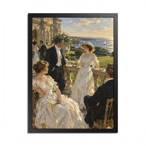 Framed Newport RI Wall Art, Gilded Age Mansion Terrace Painting, Framed Ocean View Art Print, Rhode Island Art, Ready to Hang image 17