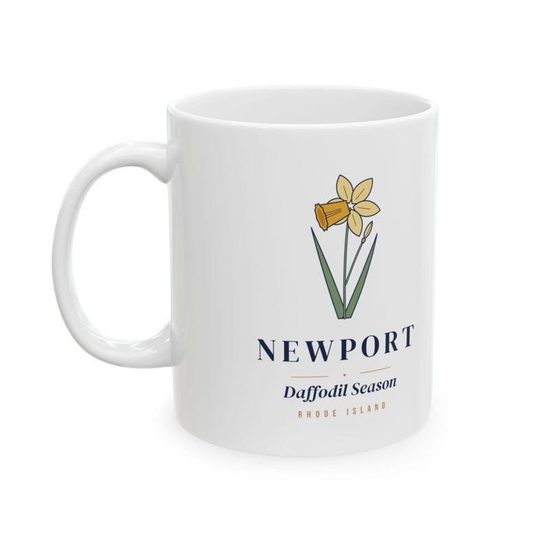 Newport Daffodil Mug, Daffodil Season Coffee Mug, Newport Rhode Island Spring Mug, Floral Botanical Gift, Easter Gift 11oz image 2