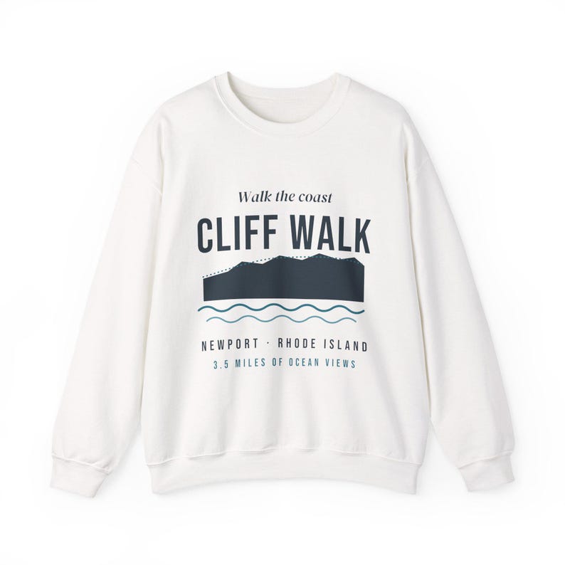 Cliff Walk Newport RI Sweatshirt, Coastal Hiking Crewneck, Rhode Island Ocean Sweater, Newport Souvenir, New England Gift image 1