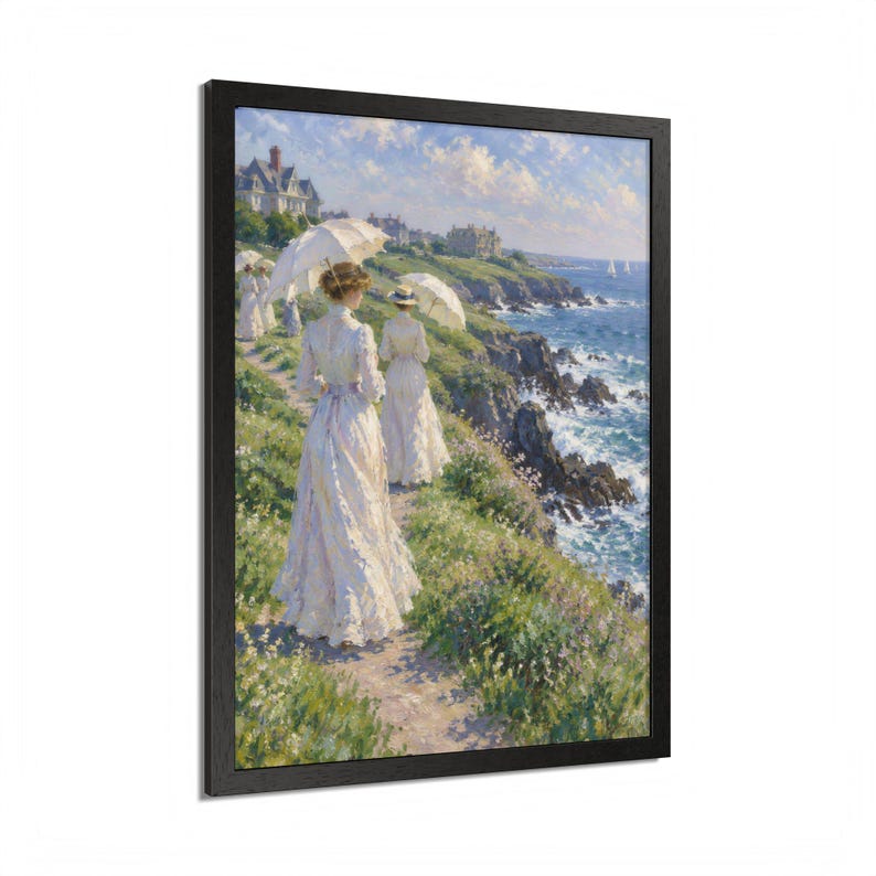 Framed Newport RI Wall Art, Cliff Walk Painting, Framed Impressionist Coastal Art Print, Rhode Island Art, Ready to Hang Gift image 18
