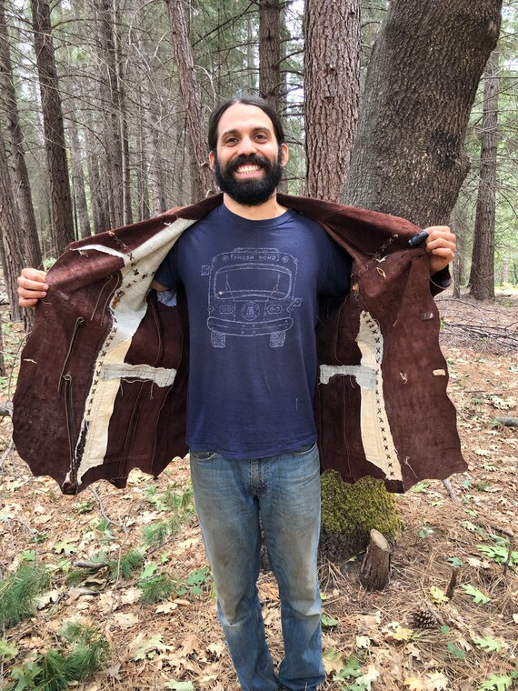 Handmade Vintage Cowhide Leather Cowboy Coat: Western Pioneer