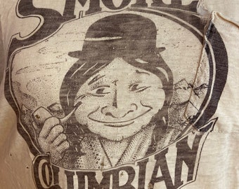 Super Rare Well Worn 70s Vintage “Smoke Columbian” Shirt Orginal Print