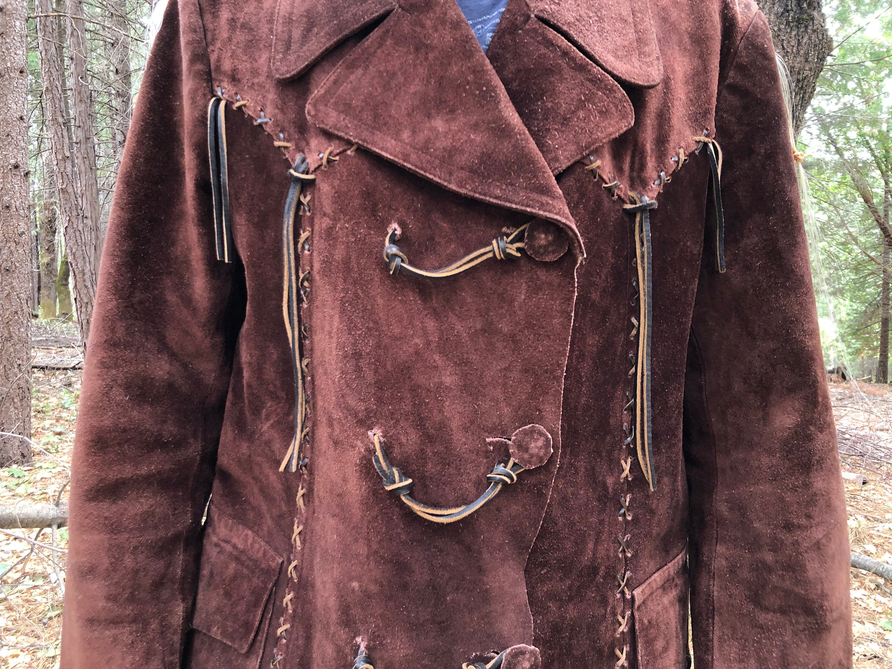 ジャケット・アウター vintage CRAFT leather jacket cow boy Handmade Vintage Cowhide Leather Cowboy Coat: Western Pioneer