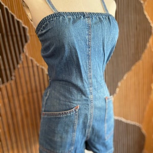 Rare Vintage Shades Of Blue S.O.B Denim One Piece Jumpsuit Romper Overalls