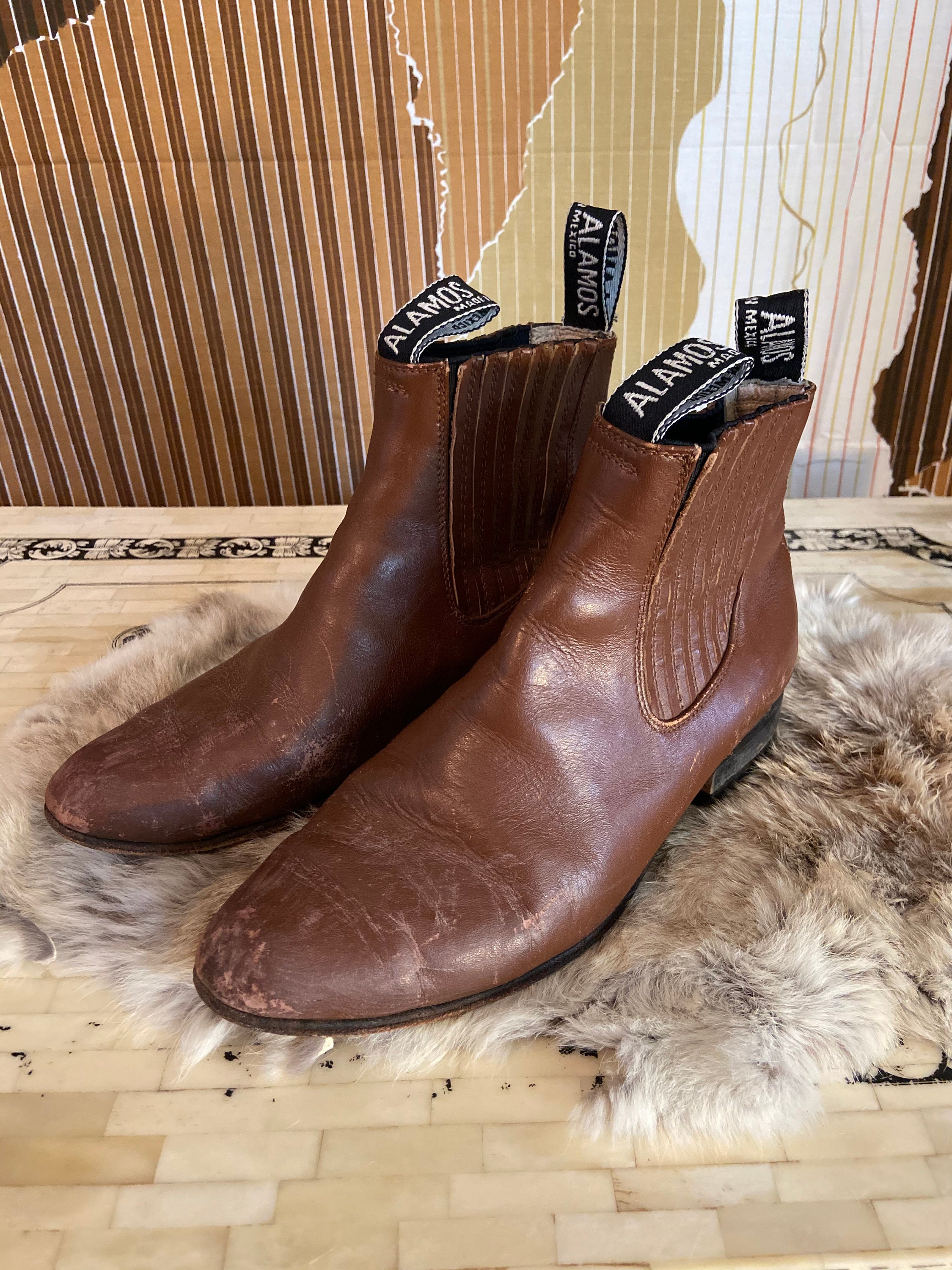 Vintage 60s 70s Stuart Mcguire Burgundy Leather Beatle Zip Boots Men's  Size 9.5