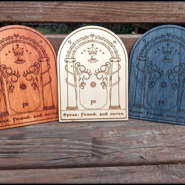 Doors of Durin "Speak Friend, And Enter" Wooden Door Sign - Lord of the Rings