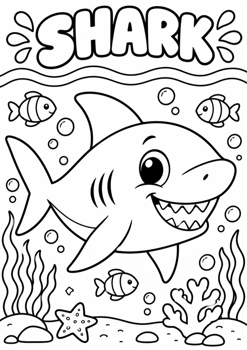 Cute Ocean Animals Coloring Book - Etsy