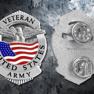 Army Veteran Pin - USA Military - Silver Lapel Pin