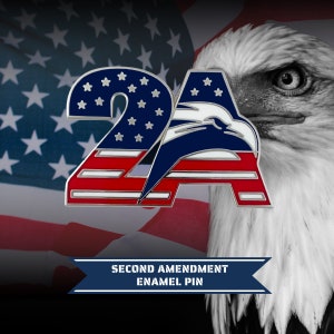 Second Amendment Patriotic Pin - 2A Eagle USA Flag - Large Lapel Pin Style