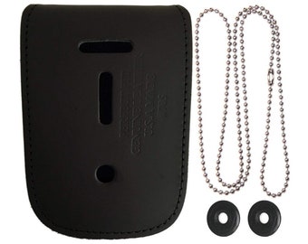 LAPD or Phoenix Belt Clip Badge Holder with Pocket and Chain - Duty Leather