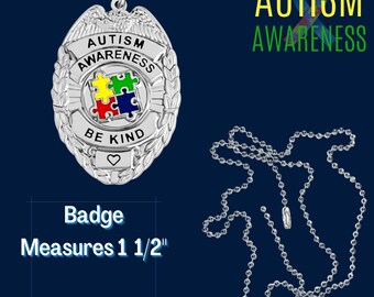 Autism Awareness Police Badge Pin - Support The Blue - Agent Gear USA