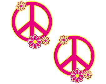 Peace Sticker Floral Design Decal Vinyl - 2 Pack