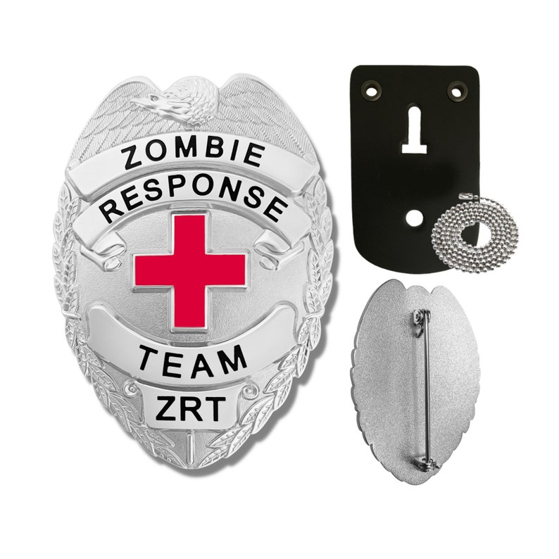 Zombie Response Team Badge Prop Costume Collectible - Silver image 1
