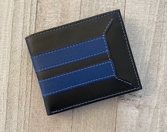 Thin Blue Line Police Officer Wallet - LEO Law Enforcement First Responder Gift Leather Wallet