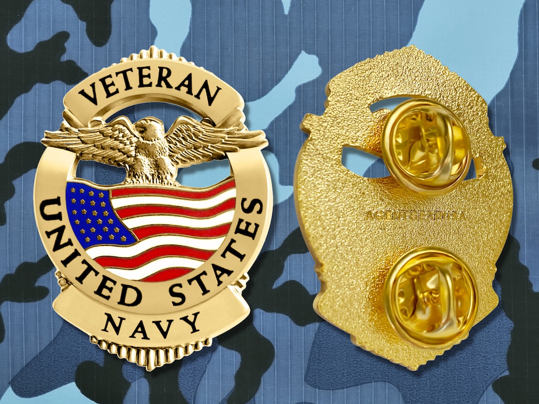 Navy Veteran Pin US Military Lapel Pin Gold Tone Etsy