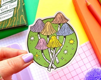 Pastel Rainbow Mushroom Sticker. Mushroom Vinyl Sticker. Foraging Sticker. Mushroom. Forager Gifts. Mushrooms and Fungi. Mushroom Stationery