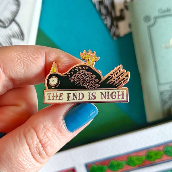 End is Nigh Enamel Pin. Crow Enamel Pin. World's End Enamel Pin. Apocalypse Enamel Pin. Medieval Enamel Pin. End of the World Pin. Halloween