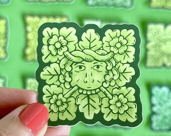Green Man 06 Sticker. Folklore, Green Men, Jack in the Green, Folk.