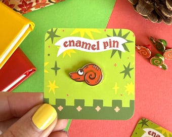 Red Medieval Snail Enamel Pin. Medieval Marginalia Creatures.