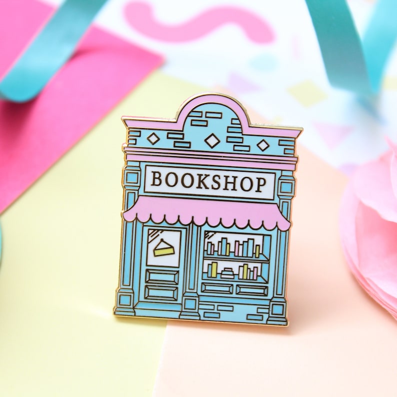 Bookshop Enamel Pin. Book Pin. Book Enamel Pin. Literary Pin. image 0