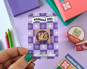 Medieval Enamel Pin: Dragon Tile