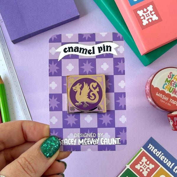 Medieval Enamel Pin: Dragon Tile