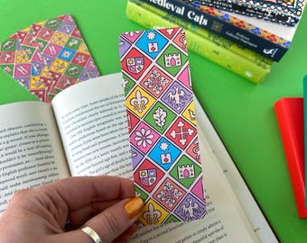 Medieval Tile Pattern Bookmark. Colourful Medieval Bookmark. Medieval Tile Designs. Medieval History. Middle Ages. Old English. Anglo Saxon