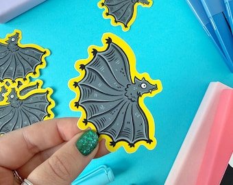 Medieval Bat Vinyl Sticker: Halloween Stickers and Stationery