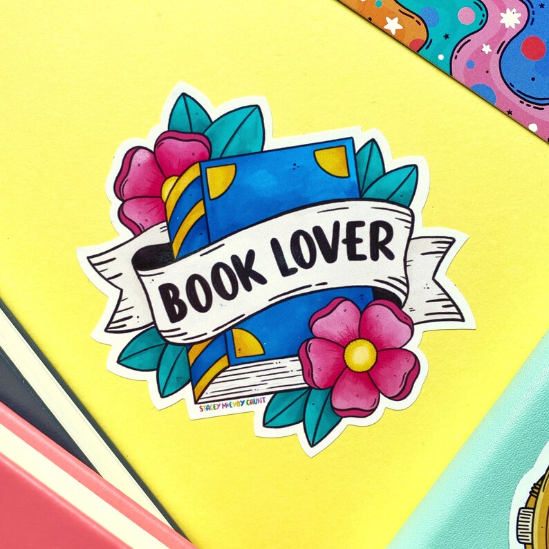 Book Lover Sticker. Vinyl Sticker. Book Lover Tattoo Sticker. Etsy
