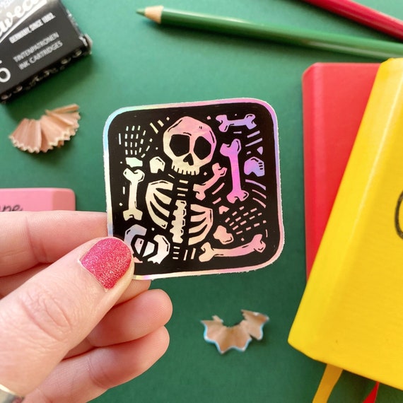 Skeleton Holographic Vinyl Sticker. Archeology Sticker. Bones - Etsy