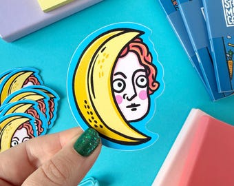 Moon Face Medieval Marginalia Vinyl Sticker