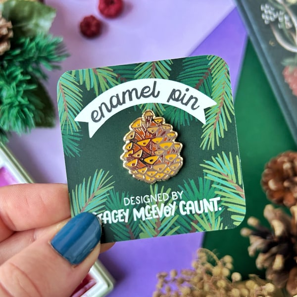 Pinecone Enamel Pin. Conifer Cone Enamel Pin. Pine Tree Pin. Autumn Enamel Pin. Fall Enamel Pin. Halloween Pins. Winter Pin. Christmas Pin