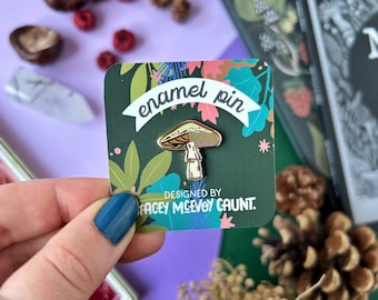 Green Mushroom Enamel Pin. Toadstool Enamel Pin. Fungi Enamel Pin. Autumn Pins. Fall Pins. Halloween Enamel Pin. Nature Pin. Witchy Pins