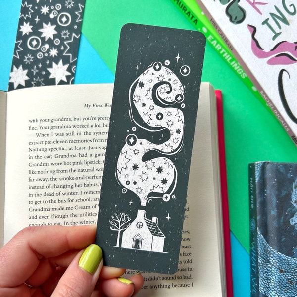 Cottage Bookmark. Cottage Illustration. Bothy Bookmark. Starry Bookmark. Dark Skies Bookmark. Scotland Inspired Bookmark. Cute Cottage Art